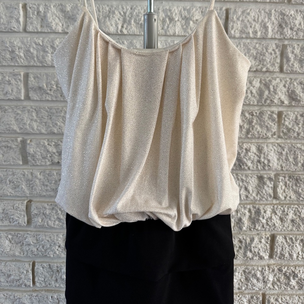 Enfocus Studio 6 Small Glittery Gold Black Cocktail Dress